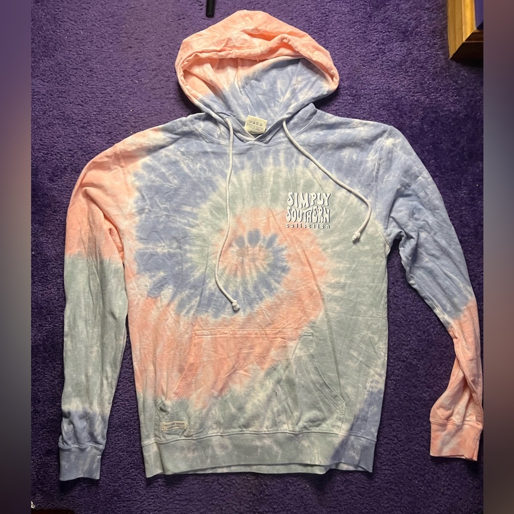Tye Dye Simmply southern long sleeve hoodie
